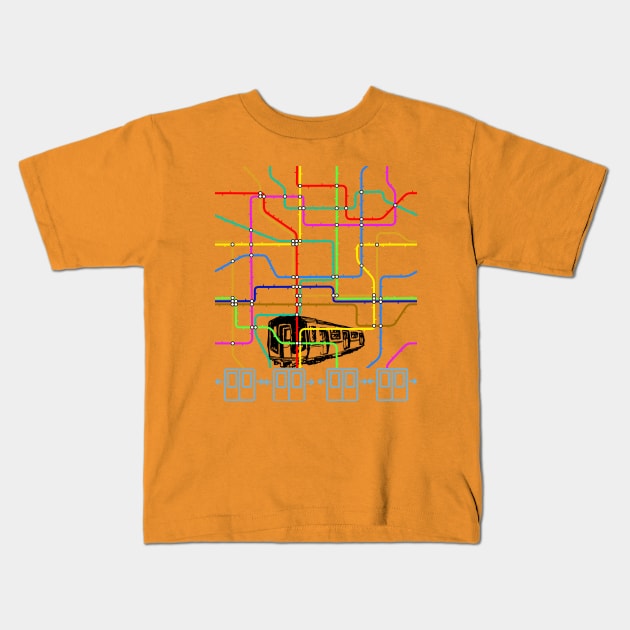 Colorful Subway Map Kids T-Shirt by stadia-60-west